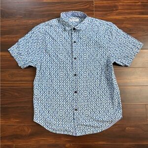 Tommy Bahama Blue Diamond Pattern Silk Button Down Shirt, M